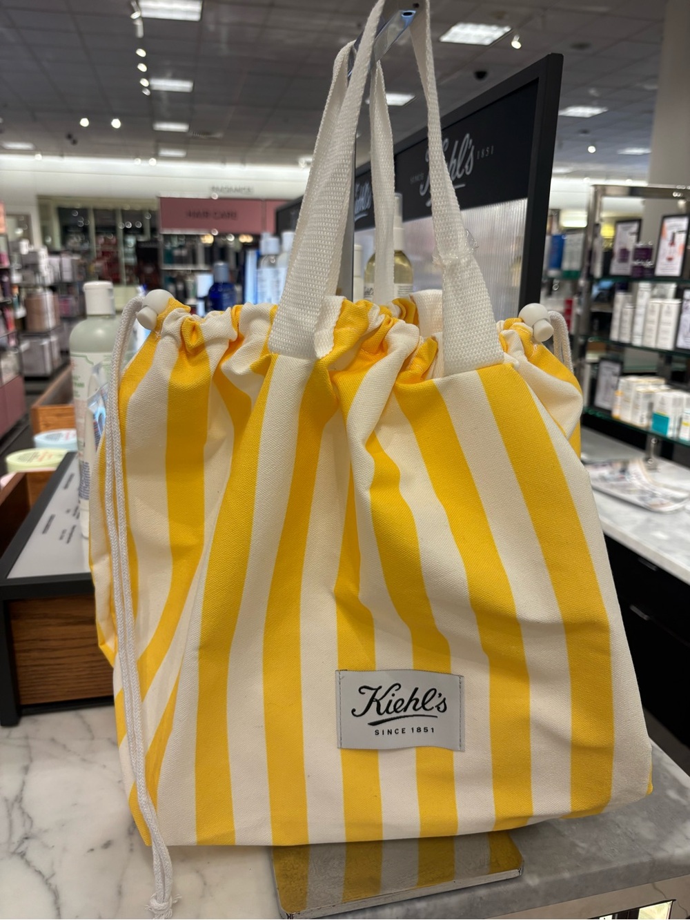 Kiehls Canvas  Stripe Tote Bag